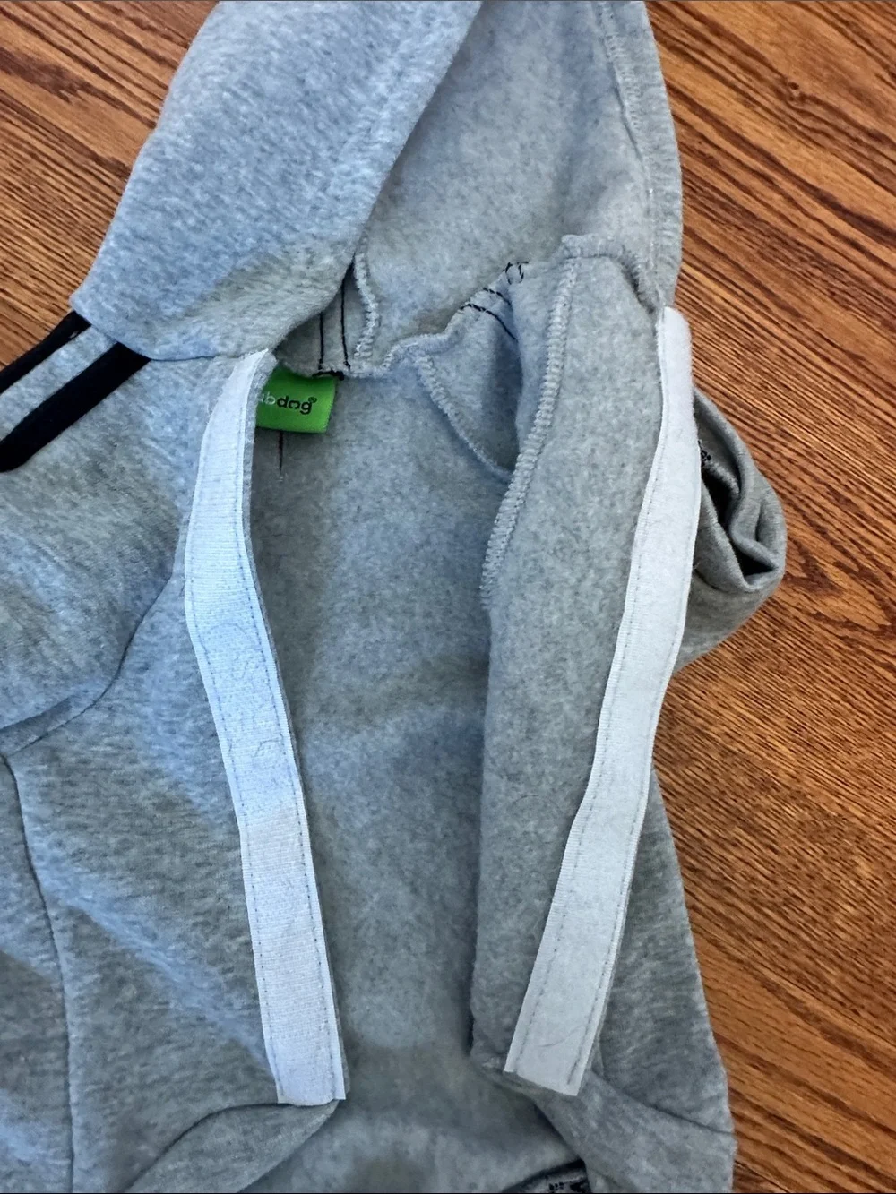 Dog Gray Hoodie Jumpsuit with Black Stripe Accent - 